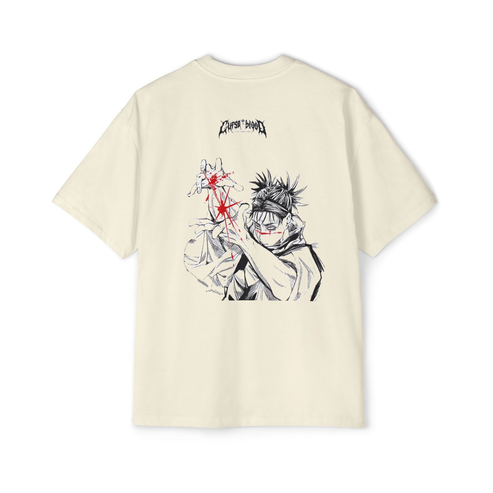 Beige Curse Blood Oversized Tee — Dapper Karachi streetwear alternate view